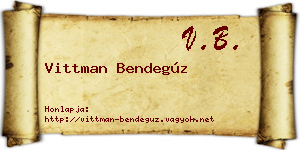 Vittman Bendegúz névjegykártya
